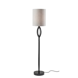 Adesso Mayfair Floor Lamp, 61"H, Light Textured Gray Shade/Black Base