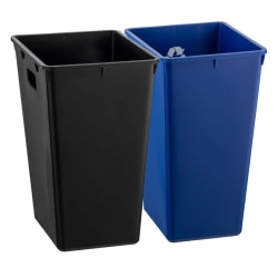 Erwyn Products Cordoba Recycle Wastebasket Liners, 11-3/16"H x 13-1/4"W x 8-1/4"D, Black/Blue, Pack Of 6 Liners