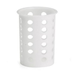 Tablecraft Plastic Flatware Cylinder, 4-1/2", White
