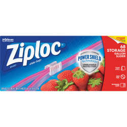 Ziploc® Gallon Storage Slider Bags, Blue, Pack Of 68 Bags