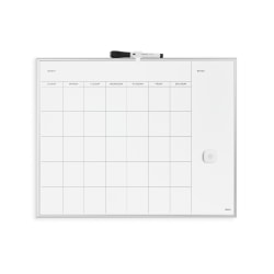 U Brands Magnetic Dry-Erase Monthly Calendar Board, 20" X 16", Silver Aluminum Frame (361U00-01)