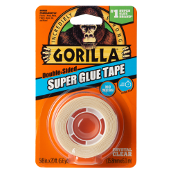 Gorilla Glue Super Glue Double-Sided Tape, 5/8" x 6.6 Yd., White, Total Qty 6