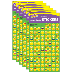 Trend SuperSpots Stickers, Emoji Cheer, 800 Stickers Per Pack, Set Of 6 Packs