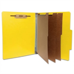 Atlas Pressboard Classification Folders With Fasteners, 3 Dividers, Letter Size, 2-1/2" Expansion, 100% Recycled, Yellow, Total Qty 10