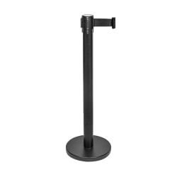 CSL Stanchions With 6' Retractable Belts, Black, Pack Of 2 Stanchions