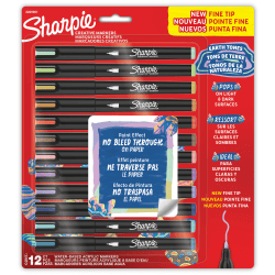 Sharpie Creative Markers, Earth Tones, Water-Based Acrylic Paint Markers, Fine Tip, 12 Count Assorted Colors