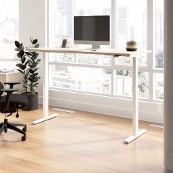 Bush Business Furniture Move 60 Series 72"W x 30"D Electric Height Adjustable Standing Desk, Natural Elm/White Powder Coat, Standard Delivery