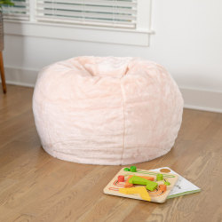 Flash Furniture Small Bean Bag Chair For Kids And Teens, Blush Furry
