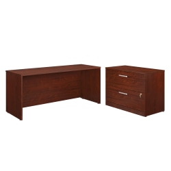 Sauder® Affirm Collection Executive Desk With 2-Drawer Lateral File, 72"W x 24", Classic Cherry