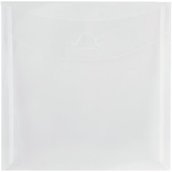JAM Paper® Plastic 6 1/8" x 6 1/8" Envelopes, Tuck Flap Closure, Clear, Pack Of 12