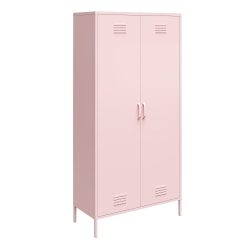 Ameriwood™ Home Cache Tall 2-Door Metal Locker Cabinet, 72-7/8"H x 35-7/16"W x 15-3/4"D, Pink