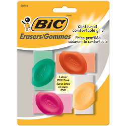 BIC™ Erasers, Multicolor, Pack Of 4