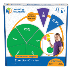 Learning Resources® Double-Sided Magnetic Fraction Circles, 7 1/2", Grades 1-9, Set Of 9