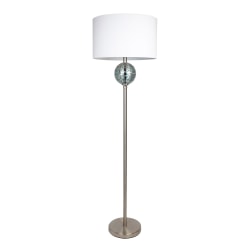 LumiSource Scepter Contemporary Floor Lamp, 60-3/4"H, Off-White Shade/Brushed Nickel Base