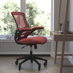 Flash Furniture Kelista Ergonomic Mesh Mid-Back Swivel Task Chair, Red/Black