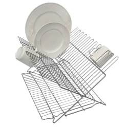 Better Houseware Extra-Large Metallic Folding Dish Rack, 10-3/4"H x 12-1/4"W x 18"D, White