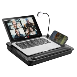 LapGear Sidekick Lap Desk With LED Light, 17" x 13", Black