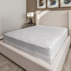 23 Threads Knitted Matelasse Mattress Encasement, Ctrl+Z Technology, White, Queen, Case Of 8