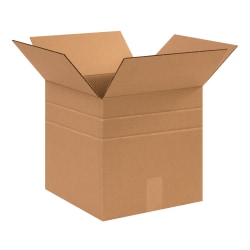 Partners Brand Multi-Depth Corrugated Boxes, 12" x 12" x 10", Kraft, Bundle Of 25 Boxes