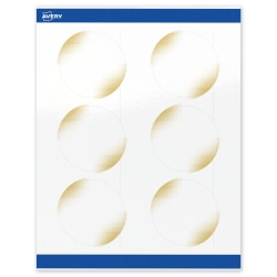 Avery® Printable Labels With Sure Feed® Technology, S00-EWF, Round, 3", Glossy White With Preprinted Gold-Blush Pattern, Pack Of 60