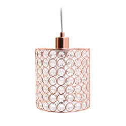 Elegant Designs 1-Light Ellipse Cylinder Pendant Lamp, 6-3/4"W, Crystal/Rose Gold