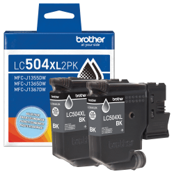 Brother LC504XL2PK Black High Yield Ink Cartridges, Two-pack