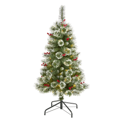 Nearly Natural Frosted Swiss Pine Artificial Christmas Tree, 4’H