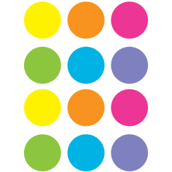 Teacher Created Resources Spot On Dry-Erase Desktop Writing Spots, Bright Circles, 7", Assorted Colors, 6 Spots Per Pack, Set Of 2 Packs