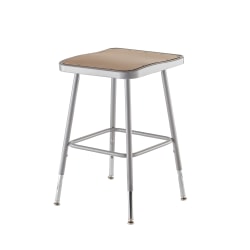 National Public Seating Hardboard Adjustable Height Task Stools, 19"H-26"H, Gray/Brown, Pack Of 2 Stools