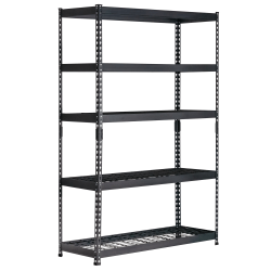 Edsal Muscle Rack™ Heavy Duty Boltless Steel Shelving Unit With Wire Decking, 5-Shelf, 72"H x 48"W x 24"D, Black