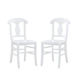 Linon Toub Wood Side Accent Chairs, White, Set Of 2 Chairs