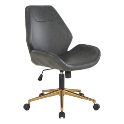 Office Star™ Reseda Ergonomic Faux Leather Mid-Back Office Chair, Black/Gold