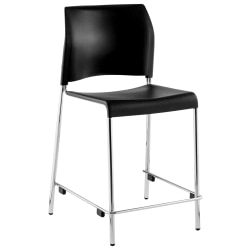 National Public Seating 8800 Series Cafetorium Counter Height Stack Stools, Black/Chrome, Set Of 4 Stools
