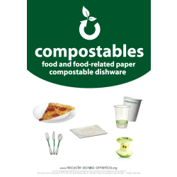Recycle Across America Compostables Standardized Recycling Labels, COMPS-1007, 10" x 7", Dark Green