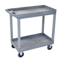 Luxor E-Series 2-Shelf Tub Cart, 35 1/4"H x 32"W x 18"D, Gray