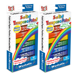 The Pencil Grip Kwik Stix Tempera Paint Sticks, Rainbow Colors, 10 Sticks Per Pack, Set Of 2 Packs