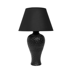 Creekwood Home Essentix Ceramic Textured Imprint Winding Table Lamp, 20-1/8"H, Black Shade/Black Base