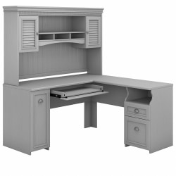 Bush Furniture Fairview 60"W L-Shaped Desk With Hutch, Cape Cod Gray, Standard Delivery