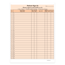 HIPAA Compliant Patient/Visitor Privacy 2-Part Sign-In Sheets, 8-1/2" x 11", Orange, Pack Of 500 Sheets