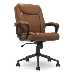 Click365 Transform 1.0 Ergonomic Bonded Leather Mid-Back Manager Office Chair, Cognac