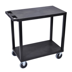 Luxor E-Series Plastic Cart, 2-Shelves, Heavy-Duty, 36 1/4"H x 32"W x 18"D, Black