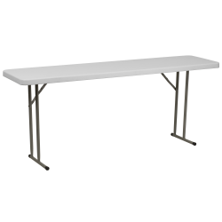 Flash Furniture Kathryn Plastic Folding Training Table, 29"H x 18"W x 72"D, Granite White