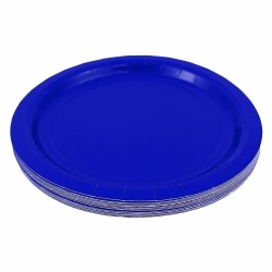 JAM PAPER Round Paper Party Plates, Medium, 9 Inch, Royal Blue, 50/pack