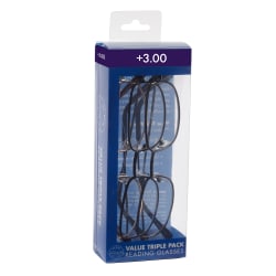 ICU Eyewear Rectangular Reading Glasses Set, Metal, +3.00, Pack Of 3