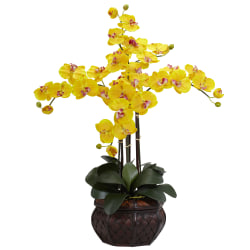 Nearly Natural 31"H Silk Phalaenopsis Arrangement With Decorative Pot, Yellow