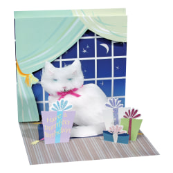 Up With Paper Everyday Pop-Up Greeting Card, 5-1/4" x 5-1/4", White Persian Kitty
