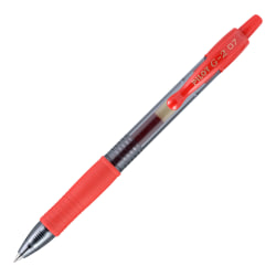 Pilot G2 Retractable Gel Pens, Fine Point, 0.7 mm, Red Barrel, Red Ink, Pack Of 12 Pens