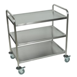 Luxor ST-3 Stainless-Steel 3-Shelf Kitchen Cart, 37"H x 33 1/2"W x 21"D, Silver