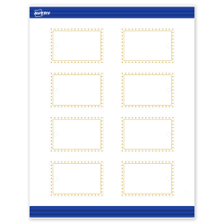 Avery® Print-To-The-Edge Tags With Sure Feed® Technology, S00-DJ3-PRMWT10, Rectangle, 2" x 3", Matte White, Preprinted Gold Border with Gold Dots Design, Pack Of 80