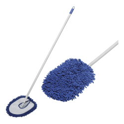SKILCRAFT Microfiber Dust Mop with Handle - MicroFiber Head - 48" - Scratch Resistant - 6 / Box - White, Blue
